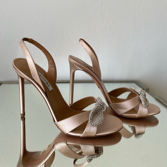 New AQUAZZURA Very Bow Tie embellished satin sandals 40.5 $1,195 - Picture 8 of 16
